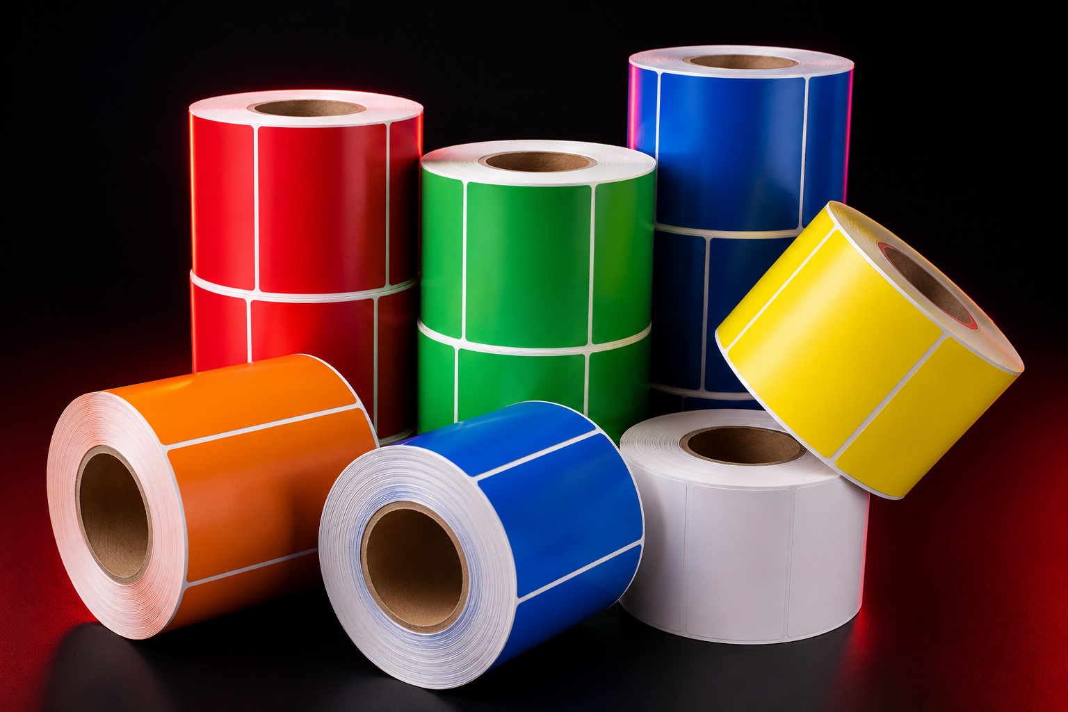 Etiquetas chapadas coloridas em diferentes formatos